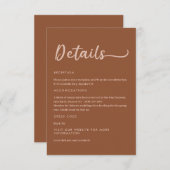 Boho Bruine Terracotta Trendy Details Informatiekaartje (Voorkant / Achterkant)