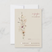 Boho Bruine Wildbloemen en Vlinders Bruiloft RSVP Kaartje (Voorkant)