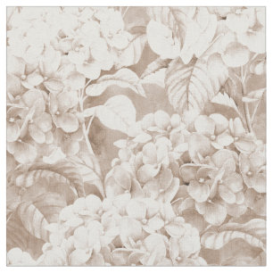 Boho  bruine witte elegant hortensia floral stof