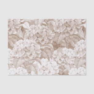 Boho  bruine witte elegant hortensia floral tissuepapier