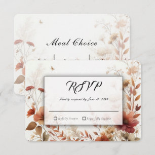 Boho Bruinen met Vlinders Bloemige Huwelijk RSVP Kaartje