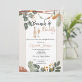 Boho brunch & bubbels bruidsuitnodiging kaart (Staand voorkant)
