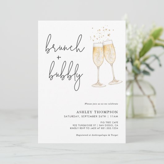 Boho Brunch & Bubble Bridal Shower Invitation Kaart (Staand voorkant)