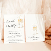 Boho Brunch & Bubble Bridal Shower Invitation Kaart