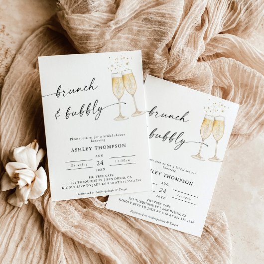 Boho Brunch & Bubble Bridal Shower Invitation Kaart