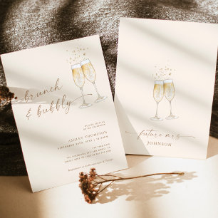 Boho Brunch & Bubble Bridal Shower Invitation Kaart