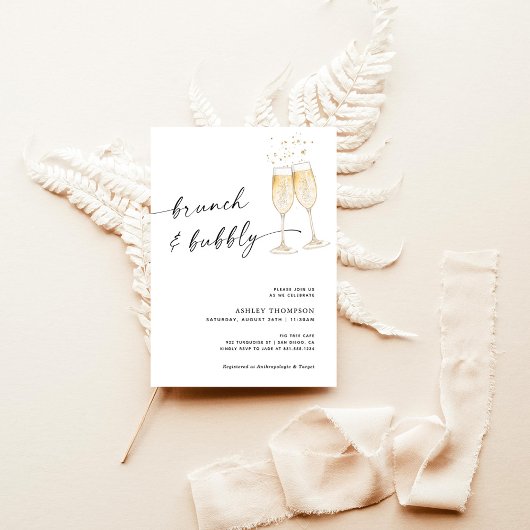 Boho Brunch & Bubble Bridal Shower Invitation Kaart