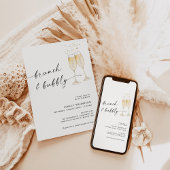 Boho Brunch & Bubble Bridal Shower Invitation Kaart
