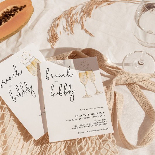 Boho Brunch & Bubble Bridal Shower Invitation Kaart