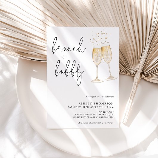 Boho Brunch & Bubble Bridal Shower Invitation Kaart
