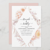 Boho Brunch & Bubble Vrijgezellenfeest Dusty Pink Kaart (Voorkant / Achterkant)