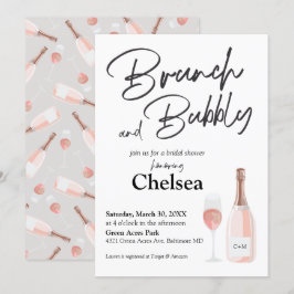 Boho Brunch en Bubble Bridal Shower Invitation Kaart