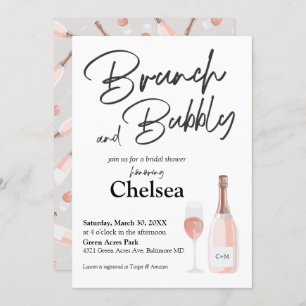 Boho Brunch en Bubble Bridal Shower Invitation Kaart