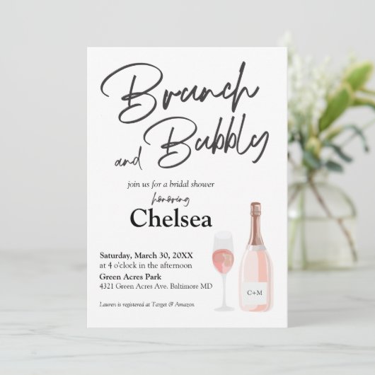 Boho Brunch en Bubble Bridal Shower Invitation Kaart (Staand voorkant)