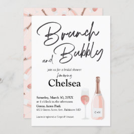 Boho Brunch en Bubble Bridal Shower Invitation Kaart