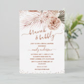 Boho Brunch en Bubble ROOS GOLD Vrijgezellenfeest Folie Uitnodiging (Staand Voorkant)