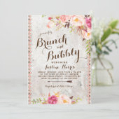 Boho Brunch en bubbly Bridal Shower Uitnodiging (Staand voorkant)