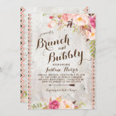 Boho Brunch en bubbly Bridal Shower Uitnodiging (Voorkant / Achterkant)