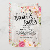 Boho Brunch en bubbly Bridal Shower Uitnodiging (Voorkant / Achterkant)
