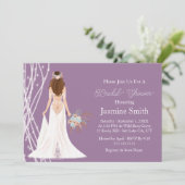 Boho Brunette Bruid met Parels Vrijgezellenfeest P Kaart (Staand voorkant)