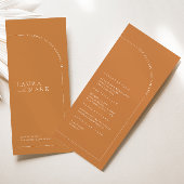 Boho Brunt Oranje Arch Minimalist Wedding Programm