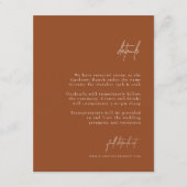 Boho Brunt Oranje Elegant Minimal Wedding Details Informatiekaartje (Voorkant)