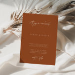 Boho Brunt Sinaasappel Elegant Wedding Invitation Kaart<br><div class="desc">Deze eenvoudige en elegante uitnodiging is perfect voor een moderne bruiloft. Het ontwerp is voorzien van een handgeschreven lettertype en een modern, minimalistisch ontwerp. Ontworpen om te coördineren met voor het Collectie van de Uitnodiging van de Weddenschap "AURORA". Klik op 'Personaliseren' als je je namen, trouwlocatie en datum en andere...</div>