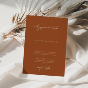 Boho Brunt Sinaasappel Elegant Wedding Invitation Kaart