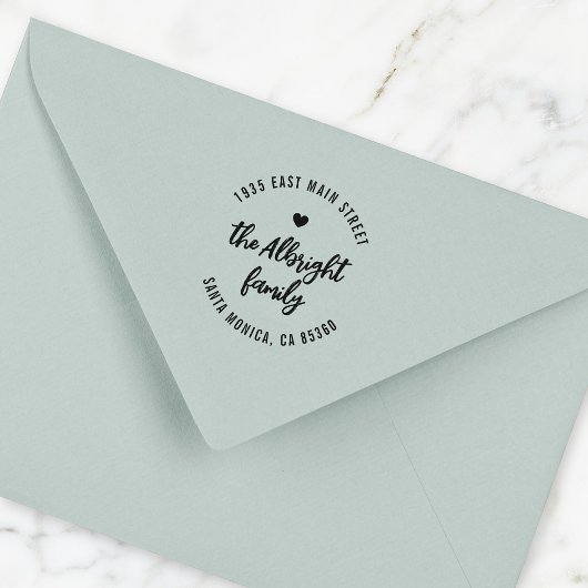 Boho Brush familienaam hart rond retour adres Zelfinktende Stempel