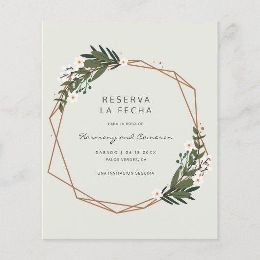 Boho Budget Spaanse Trouwkaart Save the Date (Voorkant)