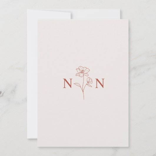 Boho Budget Terracotta Rust Flower Wedding | DIY Kaart (Achterkant)