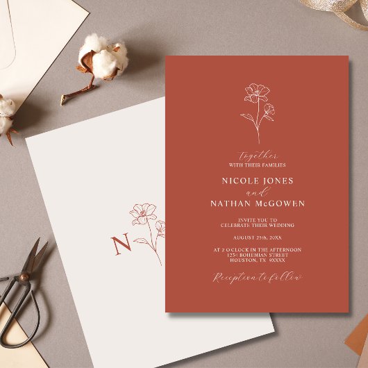 Boho Budget Terracotta Rust Flower Wedding | DIY Kaart