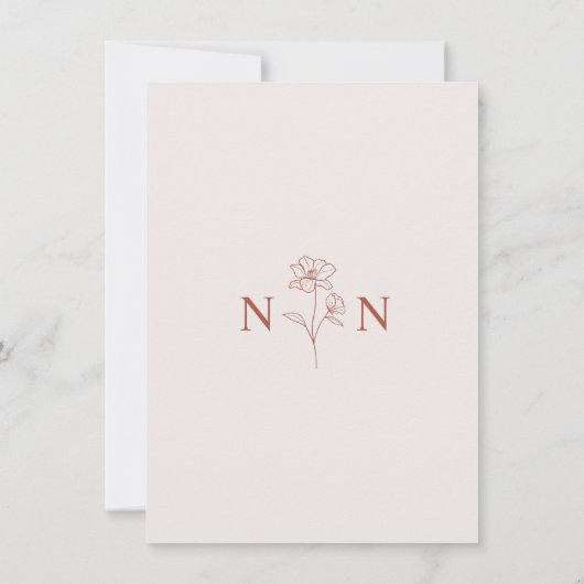 Boho Budget Terracotta Rust Flower Wedding | DIY S Save The Date (Achterkant)