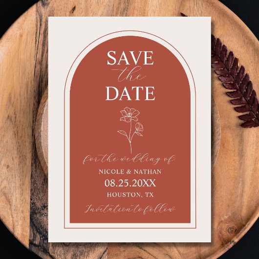 Boho Budget Terracotta Rust Flower Wedding | DIY Save The Date