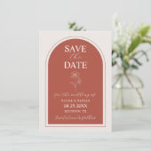 Boho Budget Terracotta Rust Flower Wedding | DIY Save The Date (Staand voorkant)