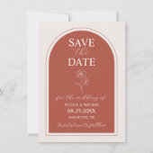 Boho Budget Terracotta Rust Flower Wedding | DIY Save The Date (Voorkant)