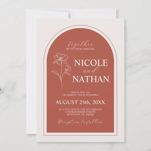 Boho Budget Terracotta Rustieke Bloem Bruiloft | D Kaart (Voorkant)