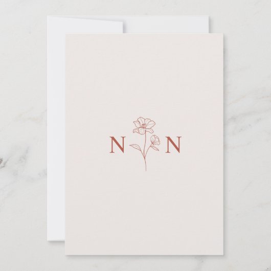 Boho Budget Terracotta Rustieke Bloem Bruiloft | D Kaart (Achterkant)