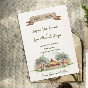 Boho Buiten Waterverf Tent Trouwkaart Save the Dat Date