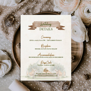 Boho Buitentent Rustieke Kampeer Huwelijksdetails Informatiekaartje