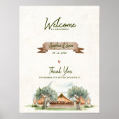 Boho Buitentent Rustieke Trouw Welkom Poster (Voorkant)