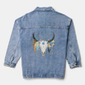 Boho Bull Skull Denim jas voor dames Denim Jacket (Achterkant)