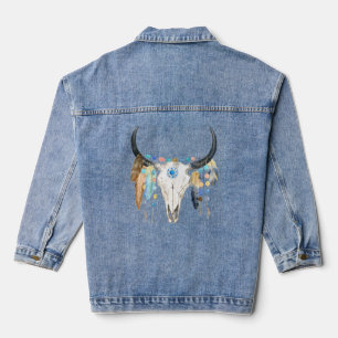 Boho Bull Skull Denim jas voor dames Jacket