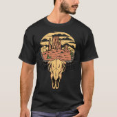 Boho Bull Skull Desert Sunset Roam Gratis Western  T-shirt (Voorkant)