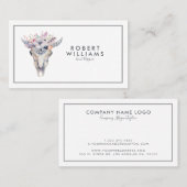 Boho Bull Skull & Tribal Flowers Boeket Visitekaartje (Voorkant / Achterkant)