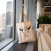 Boho Bull Skull Wildflower Grote Tote Bag