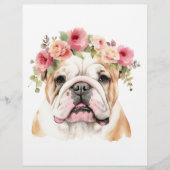 Boho Bulldog bloemkroon Waterverf Briefhoofd (Voorkant)