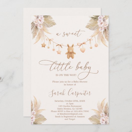 Boho Bunny Baby shower Kaart (Voorkant / Achterkant)