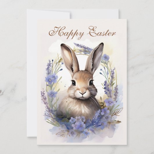 Boho Bunny Bliss: Gelukkige Paaswensen Feestdagenkaart (Voorkant)