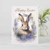 Boho Bunny Bliss: Prettig Pasen Feestdagenkaart (Staand voorkant)